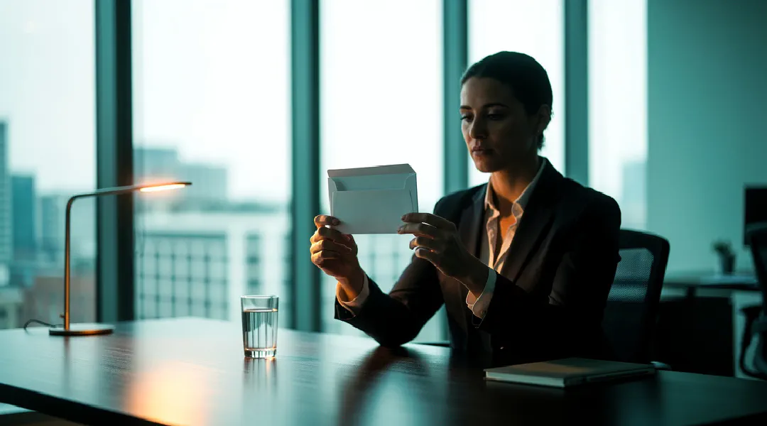 Iemand houdt een envelop tegen het licht om hem te bekijken